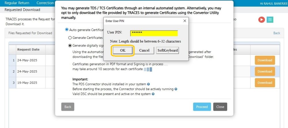 Download requested files with DSC 11