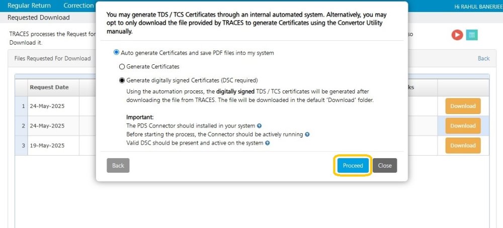 Download requested files with DSC 9