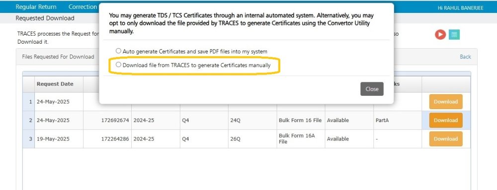 Download requested files Manually 14