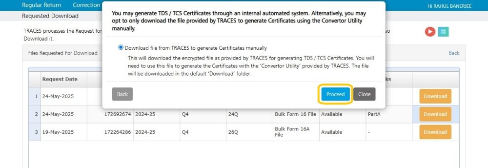 Download requested files Manually 15