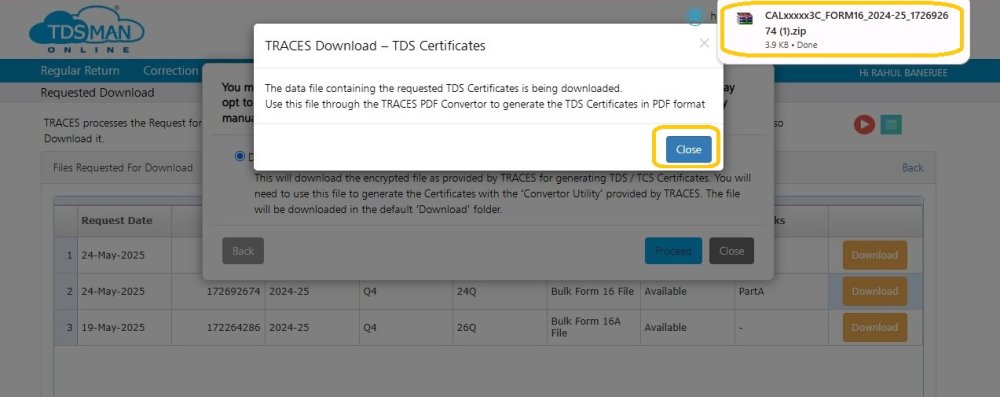Download requested files Manually 16