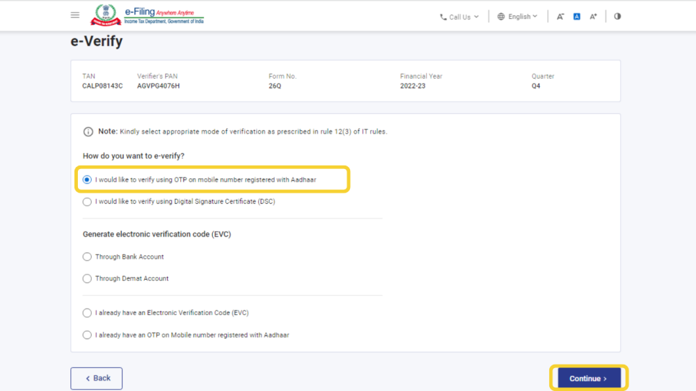 Online Filing of Return - Step 9 TMO- Online Filing of Return
