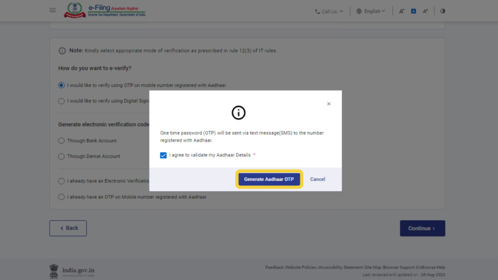 Online Filing of Return - Step 10 TMO- Online Filing of Return
