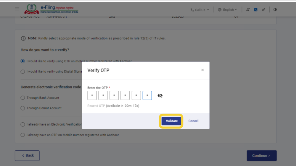 Online Filing of Return - Step 11 TMO- Online Filing of Return