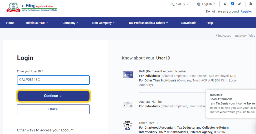 Online Filing of Return - Step 1 Online Filing of Return - Step 1