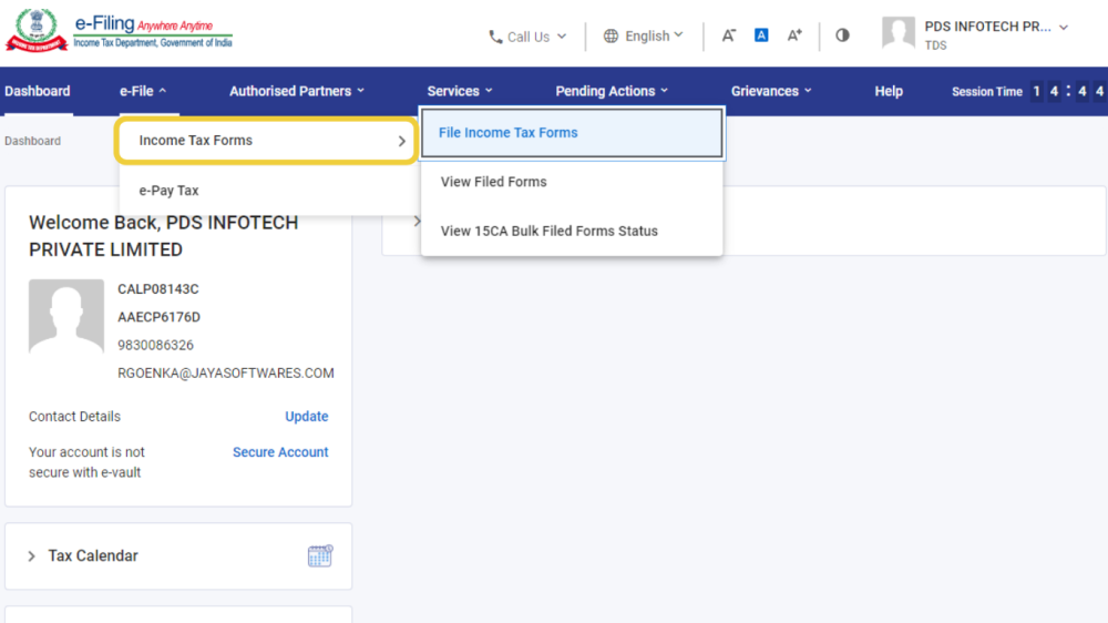 Online Filing of Return - Step 3