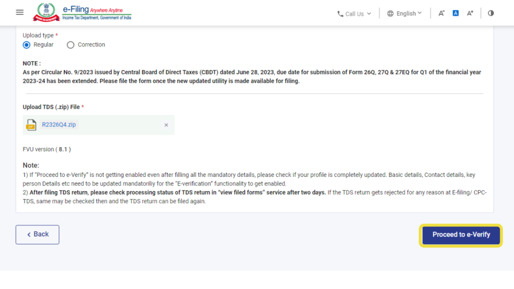 Online Filing of Return - Step 7 TMO- Online Filing of Return