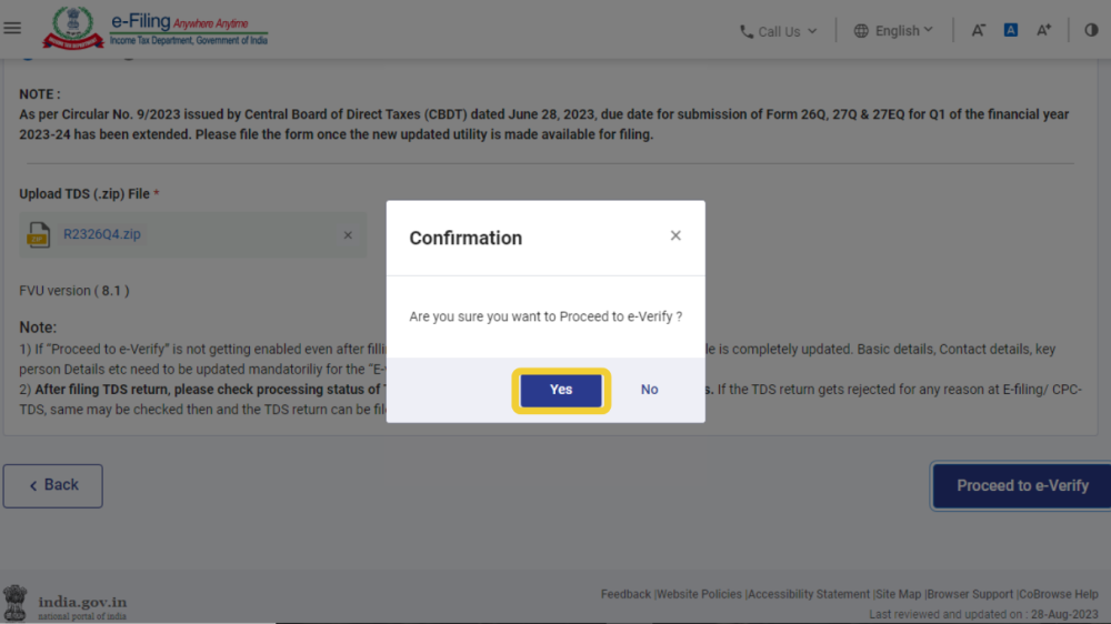 Online Filing of Return - Step 8 TMO- Online Filing of Return