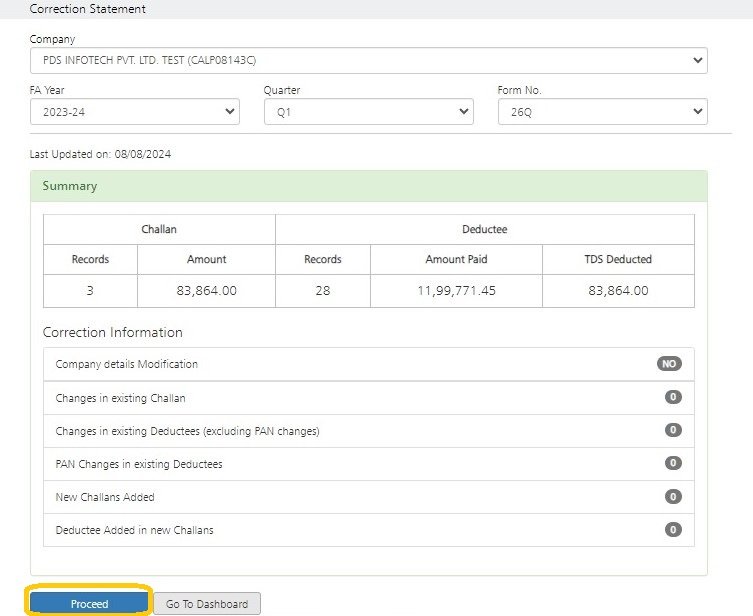 Correction Statement Correction Statement