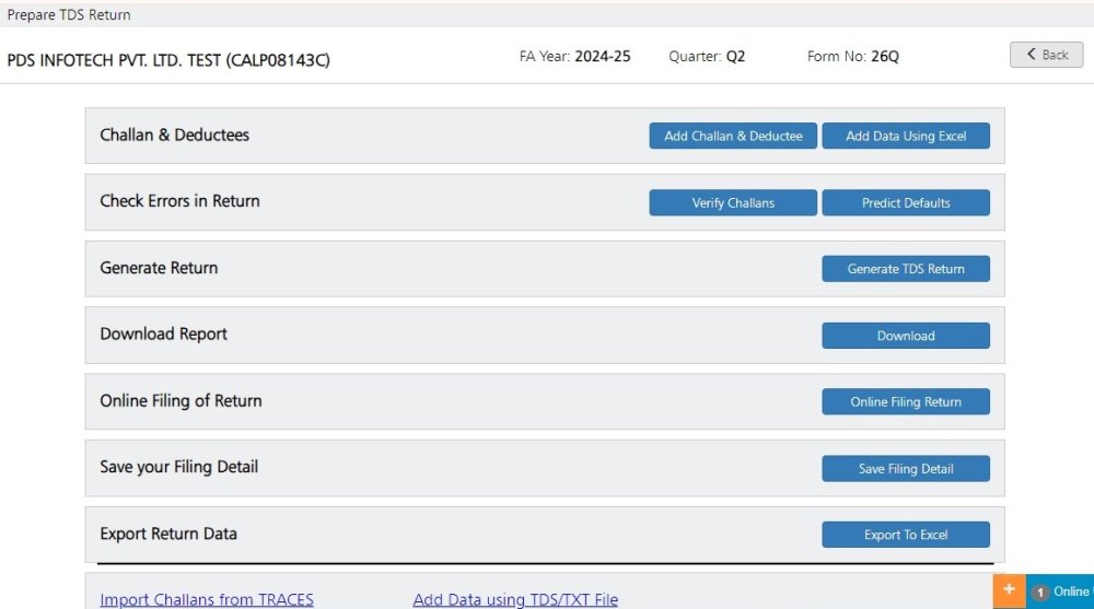 Regular Return - Form 26Q - Step 2 Regular Return - Form 26Q - Step 2