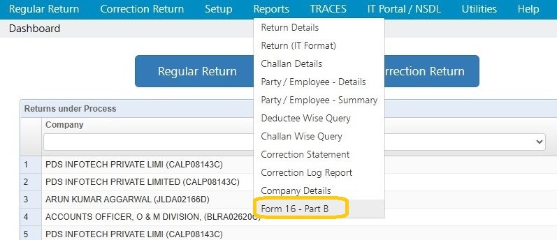 Reports - Form 16 - Part B form-16-part-b