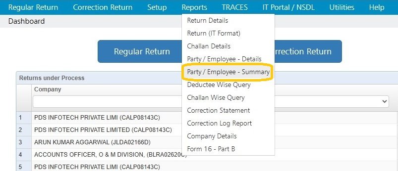 Reports - Party / Employee - Summary party-employee-summery-report