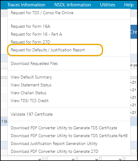 Request for defaults justification report