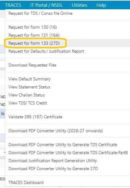 Request for Form 133 (27D)