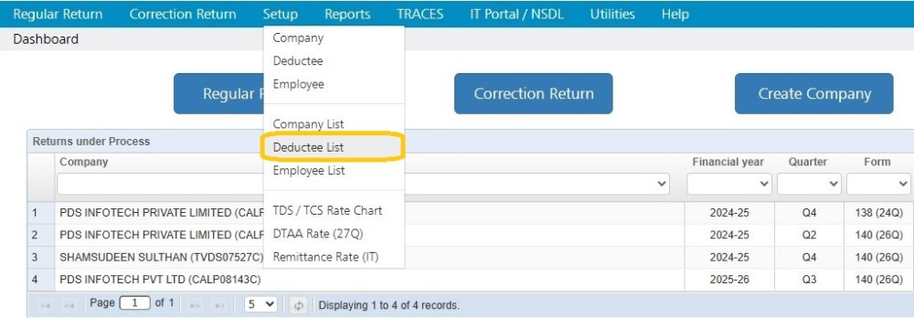 Setup - Deductee List deductee-list-n