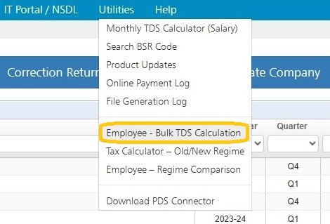 Utilities - Employee - Bulk Tds Calculation