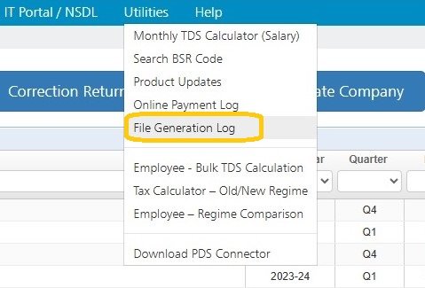 Utilities - File Generation Log