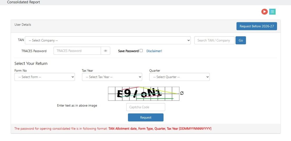 Request for Consolidated Statement traces-info-universal
