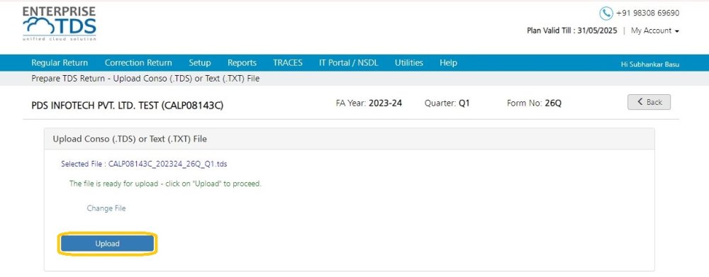 Upload TDS/TXT File upload tds/txt file