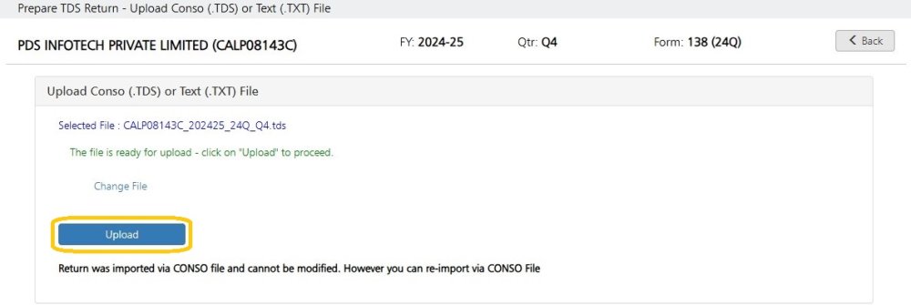 Upload TDS/TXT File upload tds/txt file