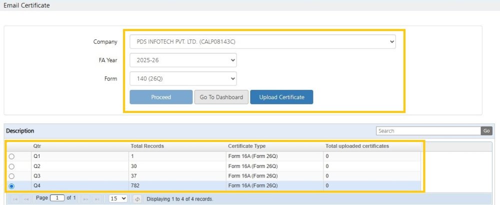 Upload TDS Certificates 3