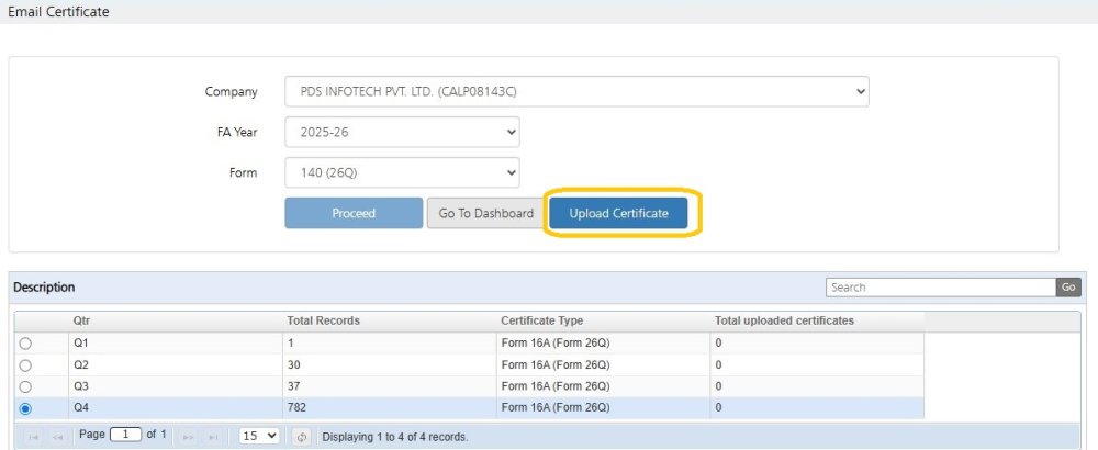 Upload TDS Certificates 4