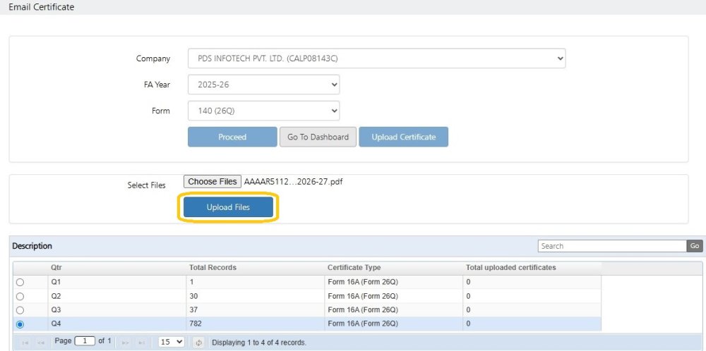 Upload TDS Certificates 6