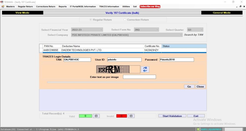 Validate 197 Certificate - Bulk Validate 197 Certificate - Bulk