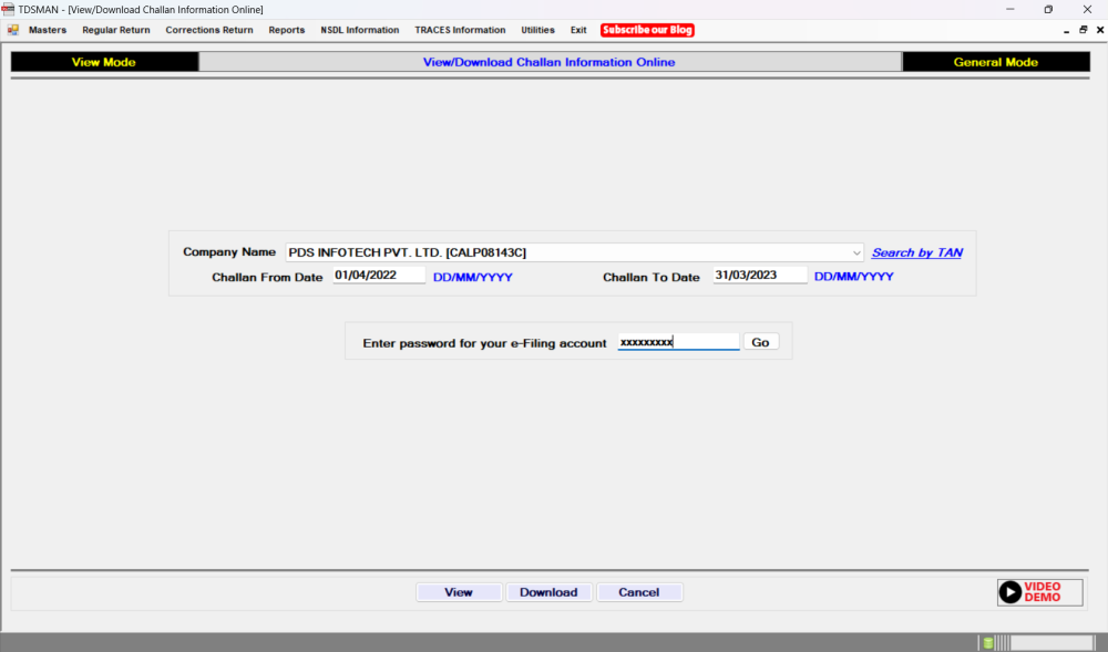 View / Download Challan information Online