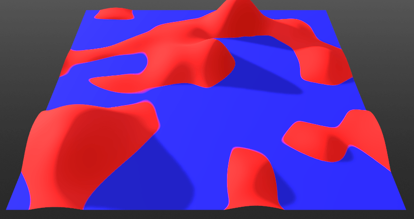 Increasing the blue layer's blend radius from 0 to 1.