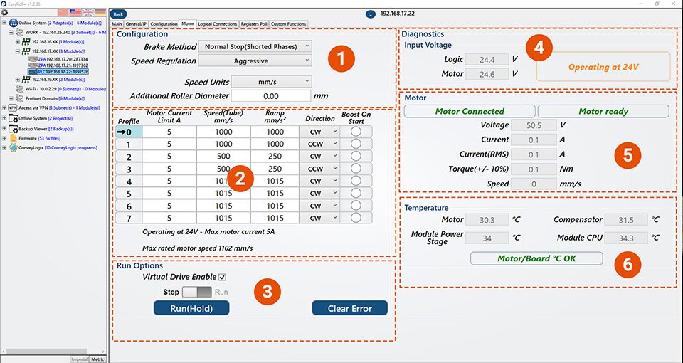 EasyRoll+ Motor Configuration Screen - Raptor Drive and Controller ...