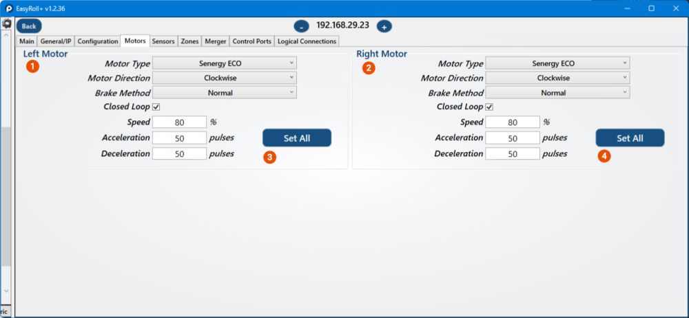 Motor Tab Control Motors - EasyRoll+ User Manual - 1