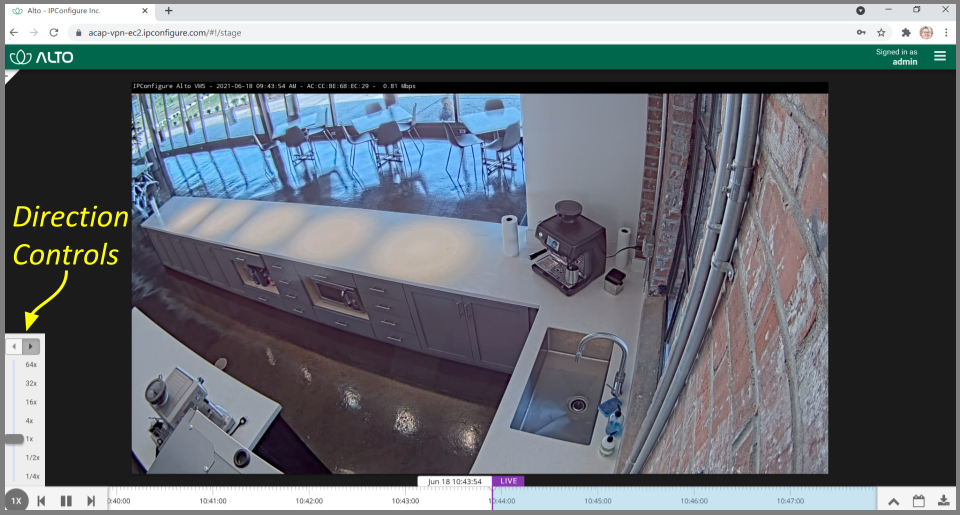 Playback Direction Orchid Alto VMS User Guide 21.6