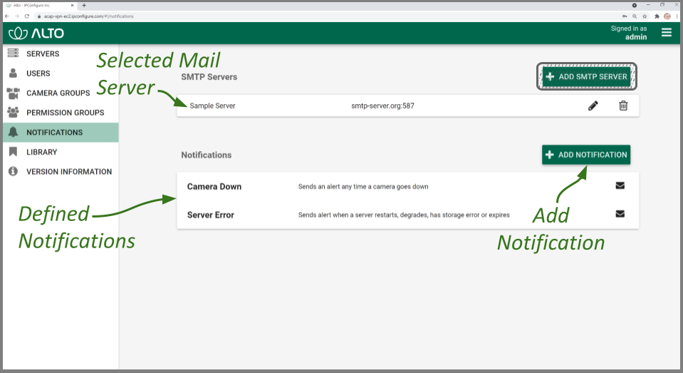 Access the Notifications Screen - Orchid Alto VMS Administrator Guide ...