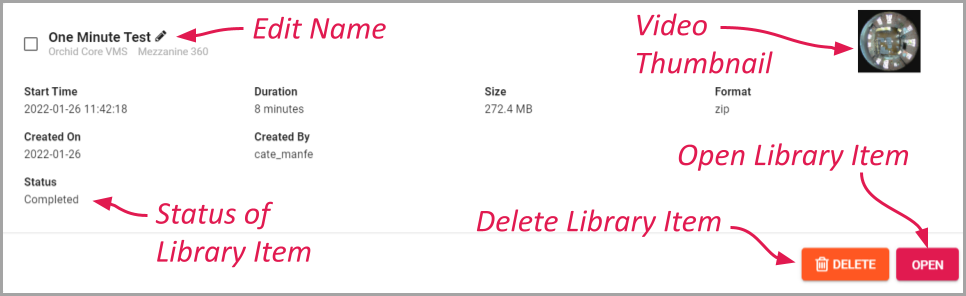 Review a Library Item - Orchid Hybrid/Fusion VMS Administrator Guide - 22.6