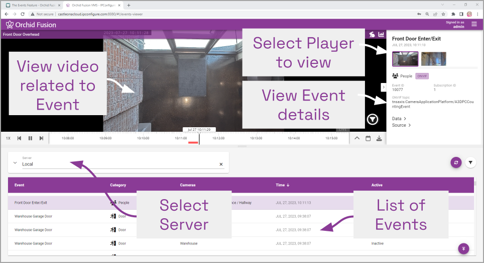 The Events Feature - Orchid Hybrid/Fusion VMS User Guide - 23.6