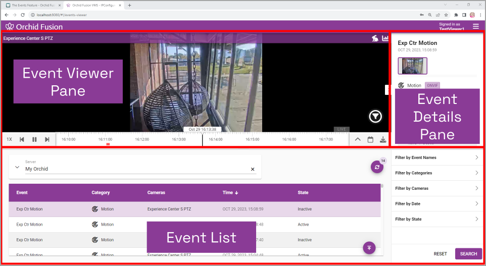 Working with the Events Screen - Orchid Hybrid/Fusion VMS User Guide ...