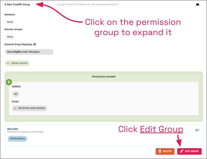 Edit Permission Group - Orchid Hybrid/Fusion VMS Administrator Guide - 24.3