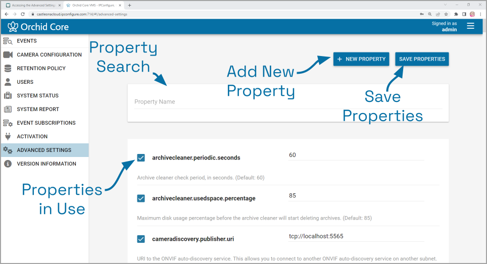 Accessing the Advanced Settings - Orchid Recorder Administrator Guide ...