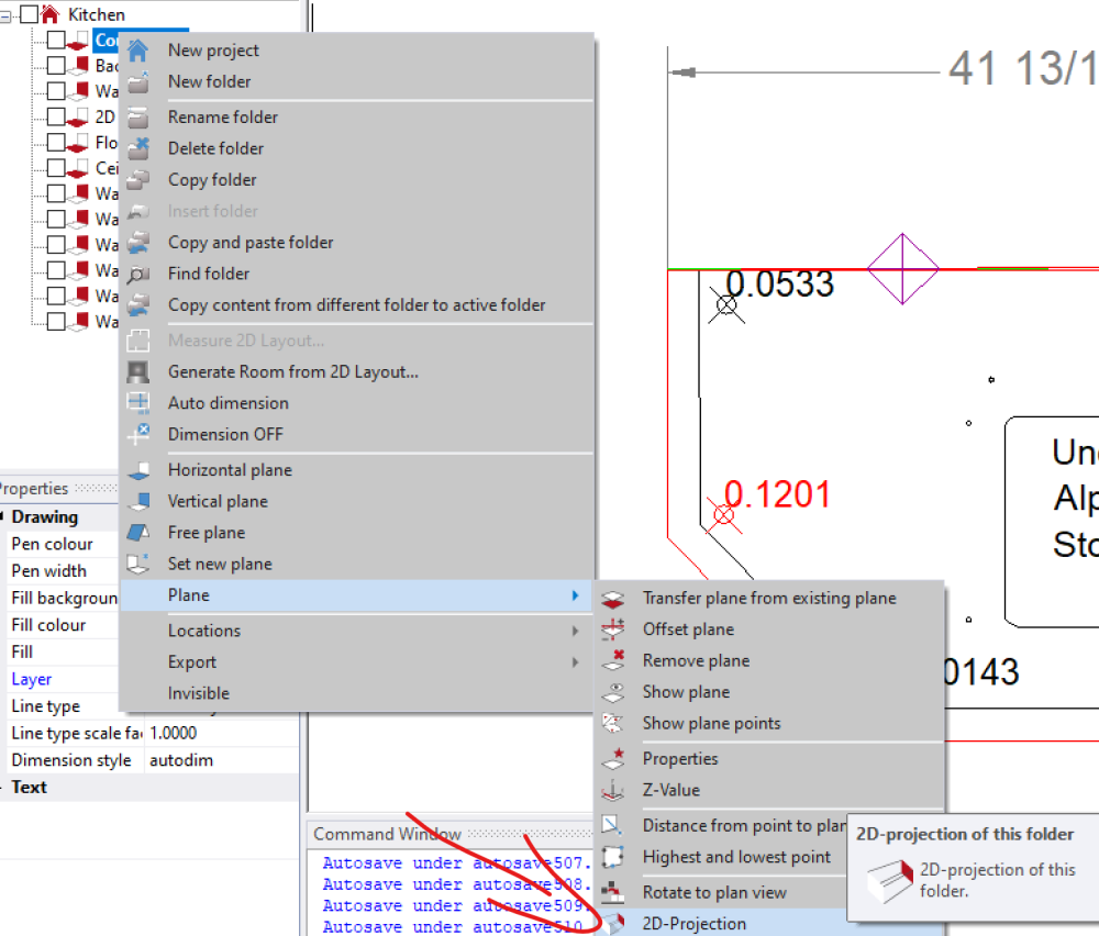 2D Projection button