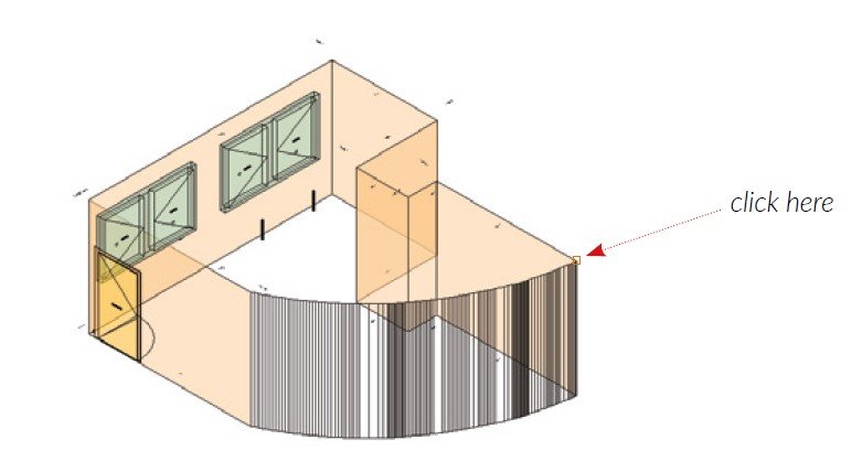 Clicking to set curved wall height in drawing