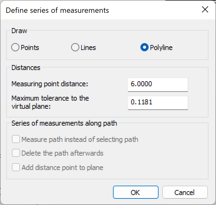 Define Series of Measurements window