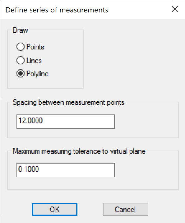 Define series of measurements window
