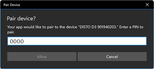 Dialog window Pair Device with Disto D3