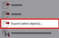 Export (Select Objects) from File Menu