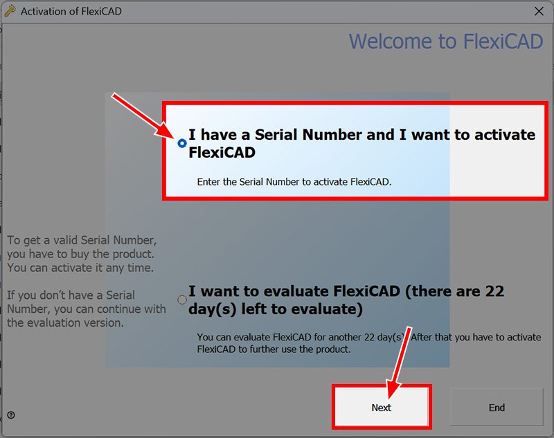 Flexijet Software activation window I have a serial number