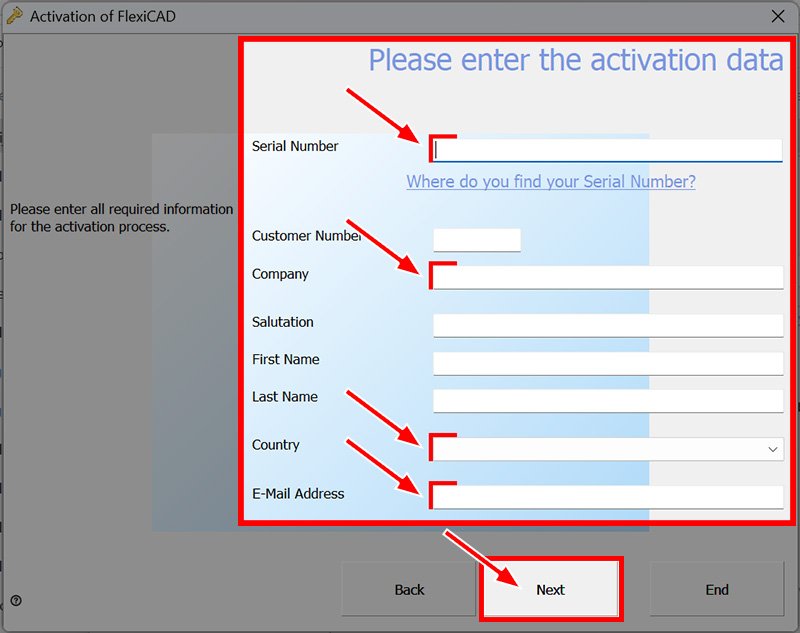 Activation of FlexiCAD data window