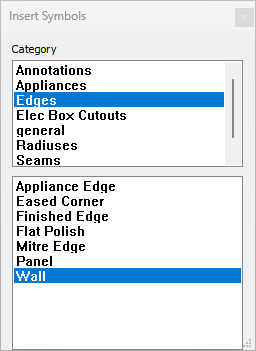 Insert install symbols selection window
