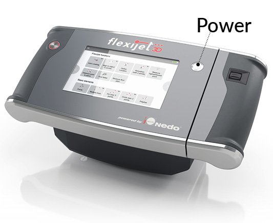 Flexijet power button on front