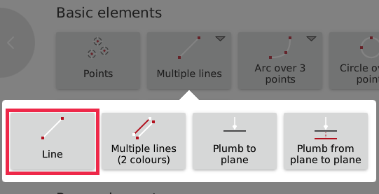 Flexijet screen with 'Line' button highlighted